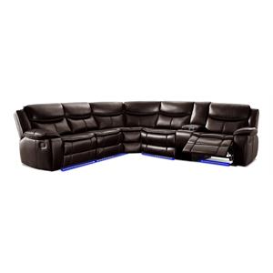 bella esprit leather/ solid wood motion sectional with two recliners