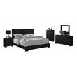 Bella Esprit 5-piece Contemporary Solid Wood Bedroom Set in Glossy Black