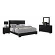 Bella Esprit 4-piece Contemporary Solid Wood Bedroom Set in Glossy Black