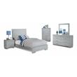 Bella Esprit 5-piece Contemporary Solid Wood Twin Bedroom Set in Glossy Gray