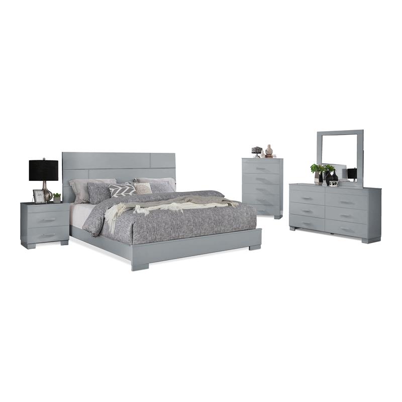 Bella Esprit 5piece Contemporary Solid Wood Queen Bedroom Set in