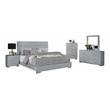 Bella Esprit 5-piece Contemporary Solid Wood Full Bedroom Set in Glossy Gray