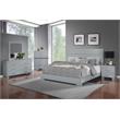 Bella Esprit 4-piece Contemporary Solid Wood Queen Bedroom Set in Glossy Gray