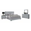 Bella Esprit 4-piece Contemporary Solid Wood Full Bedroom Set in Glossy Gray