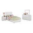 Bella Esprit 4-piece Contemporary Solid Wood Twin Bedroom Set in Glossy White