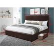 Bella Esprit Modern Solid Wood/Faux Leather Upholstered King Bed in Brown