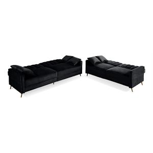 Bella Esprit Contemporary Solid Wood/ Velvet Fabric Sofa and Love Seat in Black