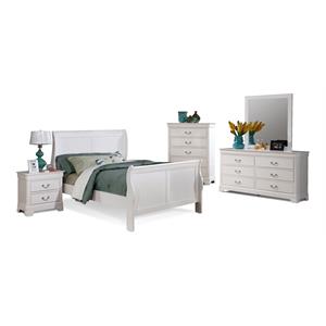 Bella Esprit 5-piece Traditional Solid Wood Full Sleigh Bedroom Set in White