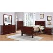 Bella Esprit 5-piece Traditional Solid Wood Twin Sleigh Bedroom Set in Cherry