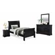 Bella Esprit 4-piece Traditional Solid Wood Twin Sleigh Bedroom Set in Black