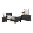 Bella Esprit 4-piece Traditional Solid Wood Twin Sleigh Bedroom Set in Charcoal