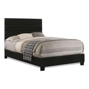 Bella Esprit Modern Solid Wood/Faux Leather Full Panel Upholstered Bed in Black