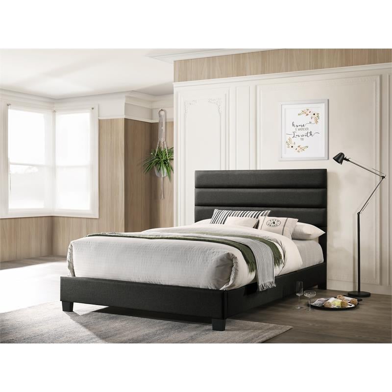 Bella Esprit Modern Solid Wood/ Fabric Queen Panel Upholstered Bed in Dark Gray