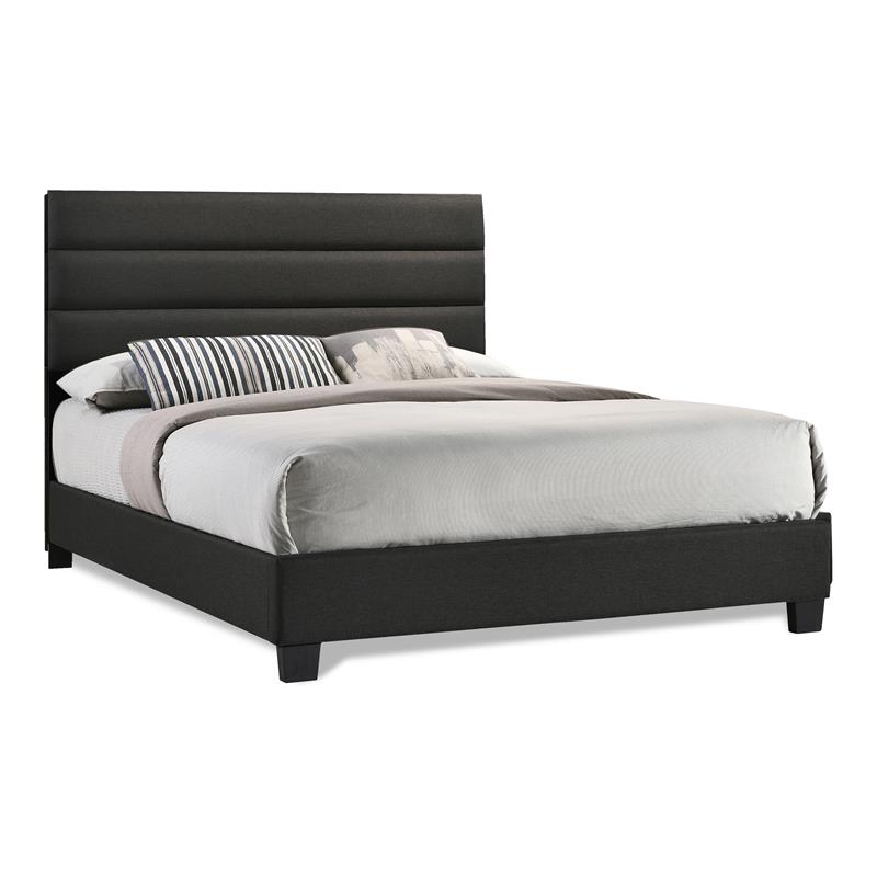 Bella Esprit Modern Solid Wood/ Fabric Queen Panel Upholstered Bed in Dark Gray