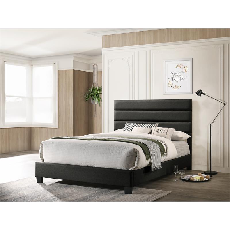 Bella Esprit Modern Solid Wood/ Fabric King Panel Upholstered Bed in Dark Gray