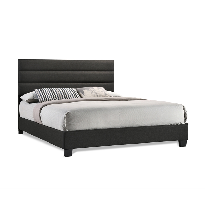 Bella Esprit Modern Solid Wood/ Fabric King Panel Upholstered Bed in Dark Gray