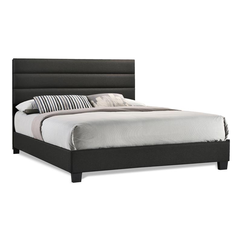 Bella Esprit Modern Solid Wood/ Fabric King Panel Upholstered Bed in Dark Gray