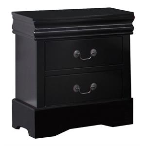 Bella Esprit Louis Philippe Solid Wood 2-Drawers Bedroom Nightstand in Black
