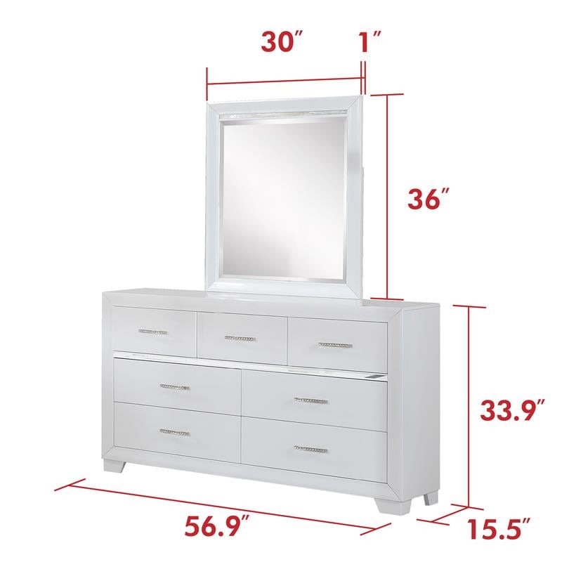 Bella Esprit 5-piece Wood Canopy Twin Bedroom Set with LED Lighting in White