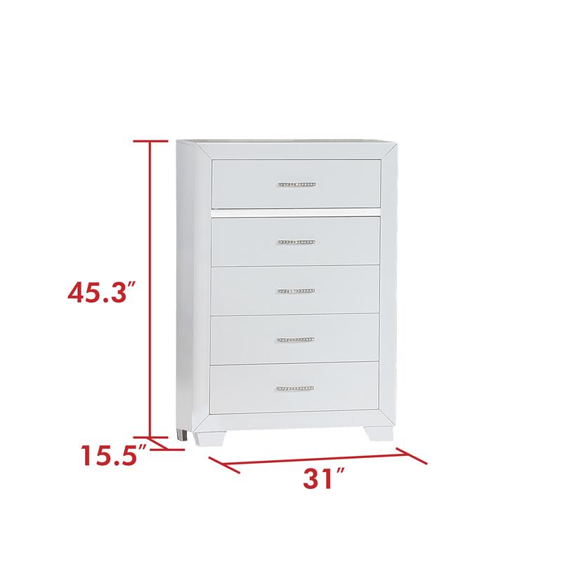 Bella Esprit 5-piece Wood Canopy Queen Bedroom Set with LED Lighting in White