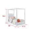 Bella Esprit 4-piece Wood Canopy Twin Bedroom Set with LED Lighting in White