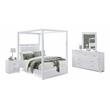 Bella Esprit 4-piece Wood Canopy Full Bedroom Set with LED Lighting in White