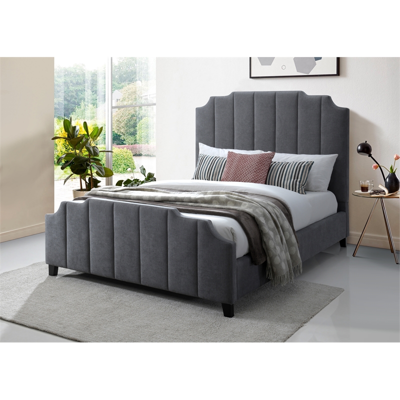 Reve & Belle Contemporary Channeled Woven Chenille Bed King Gray