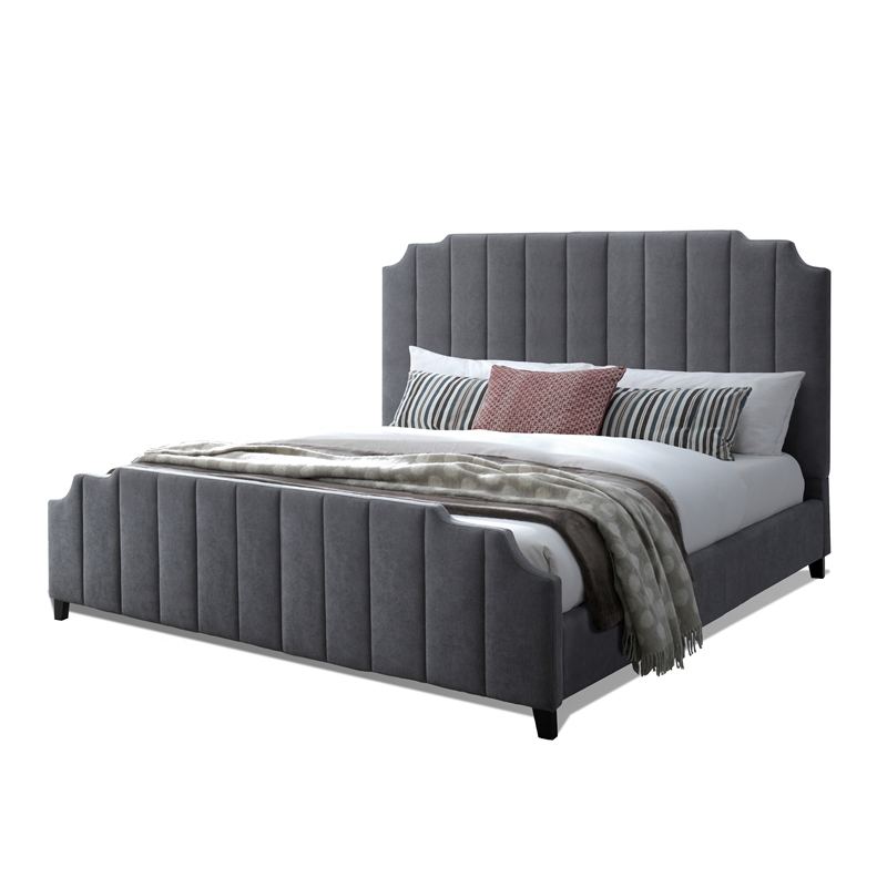 Reve & Belle Contemporary Channeled Woven Chenille Bed King Gray