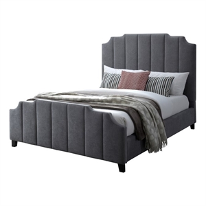 Reve & Bella Contemporary Channeled Woven Chenille Bed Queen Gray