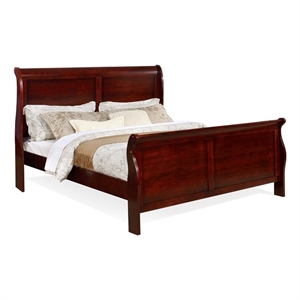 Bella Esprit King Size Sleigh Bed Solid & Manufactured Wood Cherry