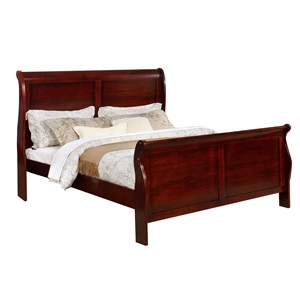 Bella Esprit Queen Size Sleigh Bed Solid & Manufactured Wood Cherry
