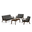 Uptown Modern Iven Mid Century Wood Arm 4pc Living Room Set Woven Fabric in Grey