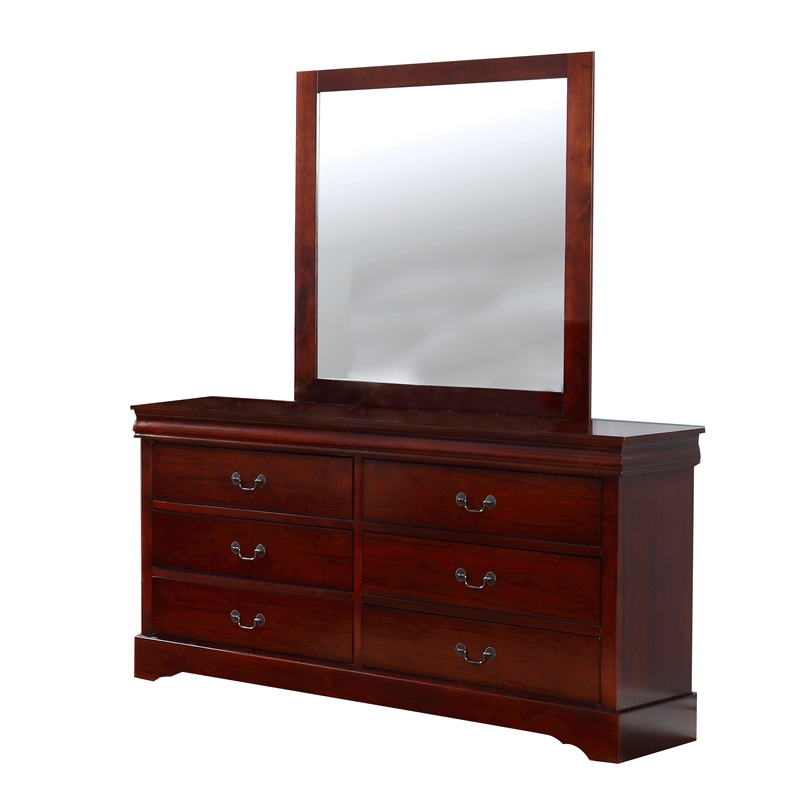 Bella Esprit Dresser and Mirror Solid and Manufactured Wood Cherry