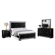 Reve & Belle 4pc Queen Wood Bedroom Set with LED Lights in Black