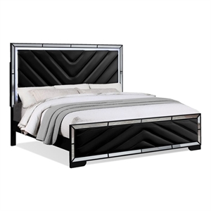 Reve & Belle King Bed with LED Lights Solid & Manufactured Wood Black