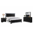 Reve & Belle 4pc King Wood Bedroom Set with LED Lights in Black