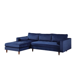 Bella Esprit Parker Velvet Sectional w/ Ottoman Solid & Manufactured Wood Blue