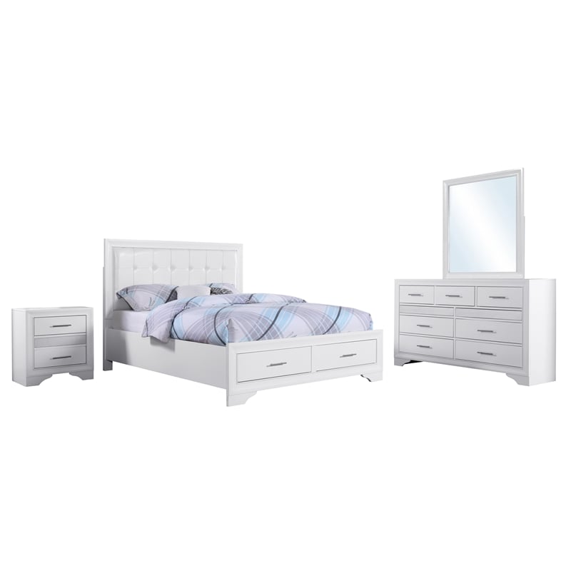 Reve & Belle Norah 4pc Queen Bedroom Set Manufactured Wood White