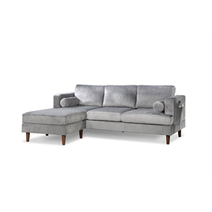 Bella Esprit Nico Velvet Sofa with Reversible Chaise Grey