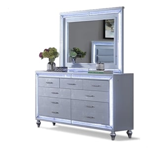 Reve & Belle Dresser & Mirror w/LED lights Silver