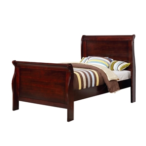 Bella Esprit Twin Size Sleigh Bed Solid & Manufactured Wood Cherry