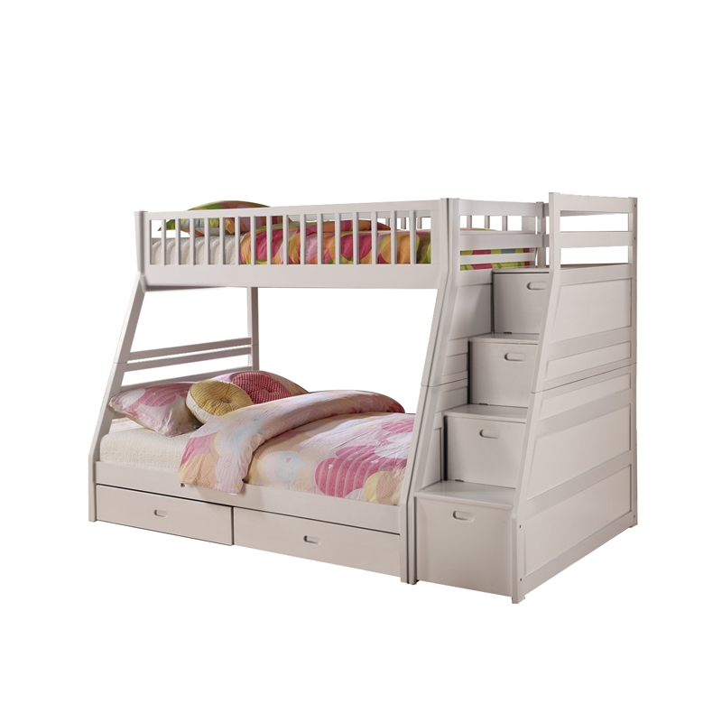 Bella Esprit Hero Twin Over Full Bunk Bed with 2 Drawers and Storage Wood White