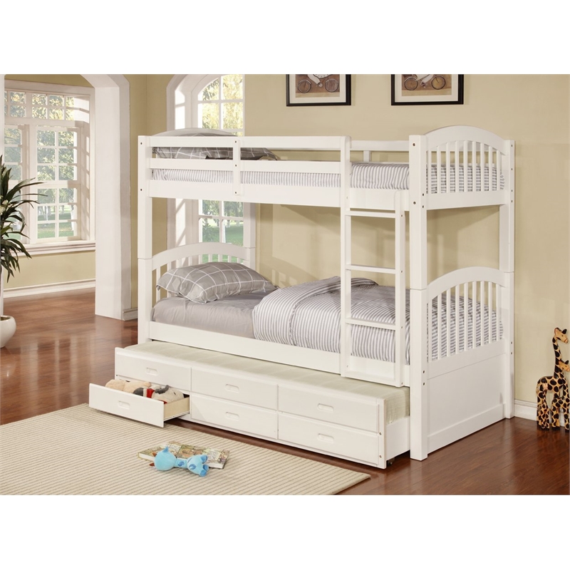 Bella Esprit Georgia Twin over Twin Bunk Bed with Twin Trundle & 3 Drawers White