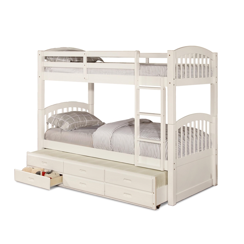 Bella Esprit Georgia Twin over Twin Bunk Bed with Twin Trundle & 3 Drawers White
