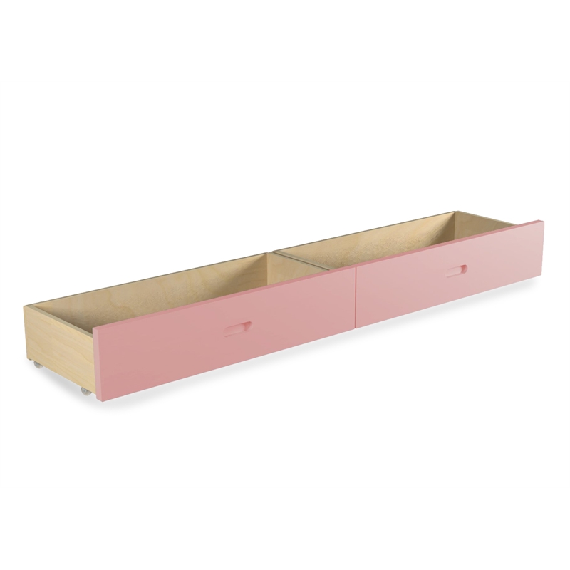 Bella Esprit Set of 2 Under Drawer on Rollers Manufactured & Solid Wood Pink