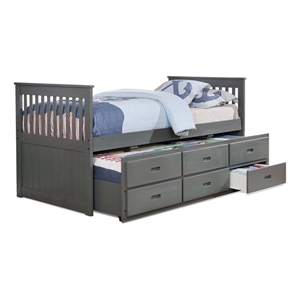 Bella Esprit Twin Over Twin Trundle Wood Bed with 3 Drawers in Grey