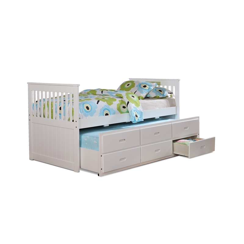 Bella Esprit Twin Over Twin Trundle Wood Bed with 3 Drawers in White