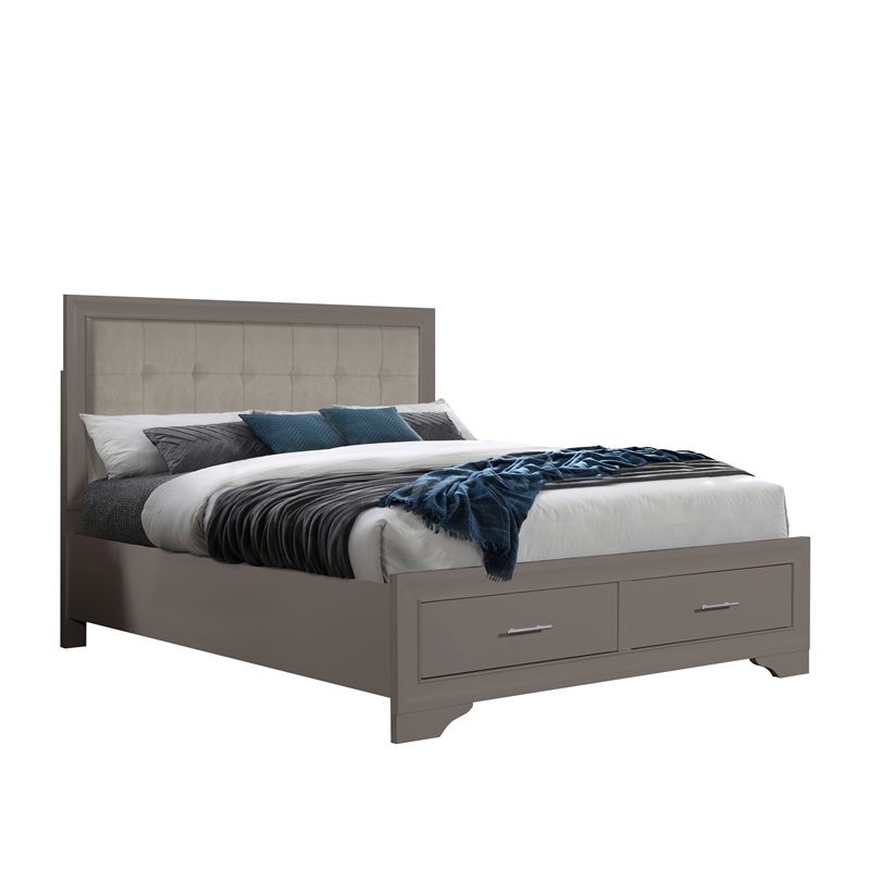 Reve & Belle Norah Queen Bed Only Manufactured Wood Greige