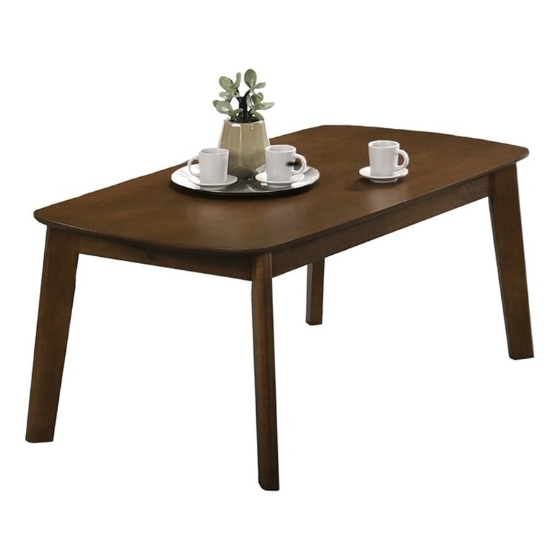 Uptown Modern Iven Mid Century Wood Coffee Table Woven Fabric in Walnut