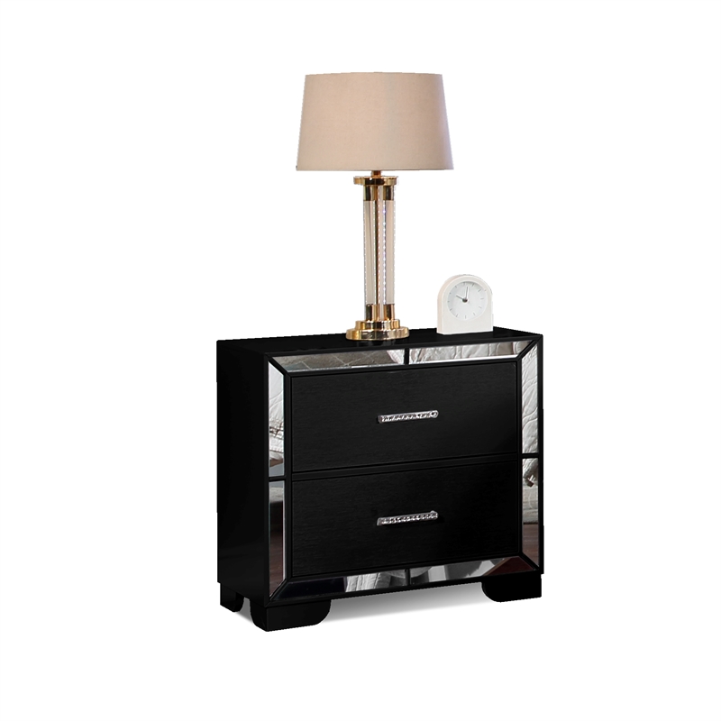 Reve & Belle Nightstand Solid & Manufactured Wood Black